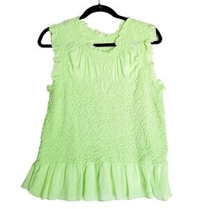 Urban Outfitters Ruffle Tank Top Womens Medium Smocked Sleeveless‎ Green Casual